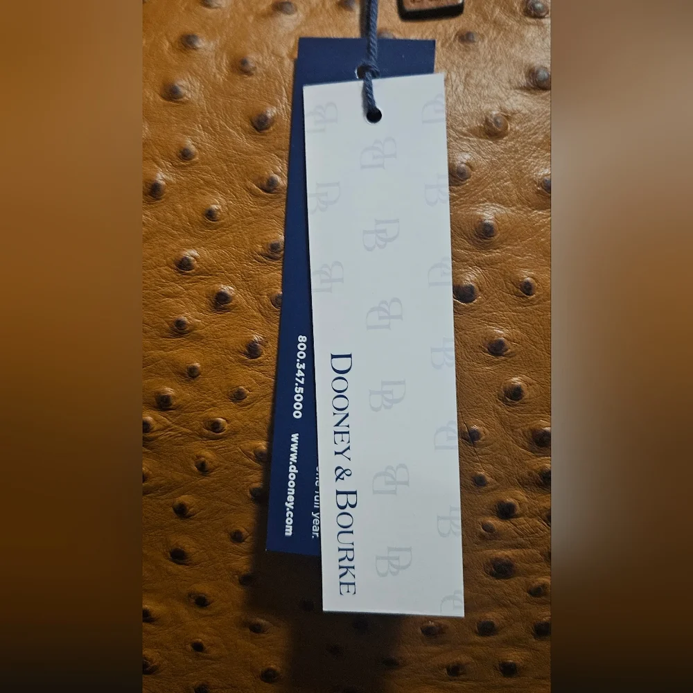 NWT Dooney & Bourke Briana Ostrich Embossed Leather Shoulder Bag: Caramel - Picture 11 of 16